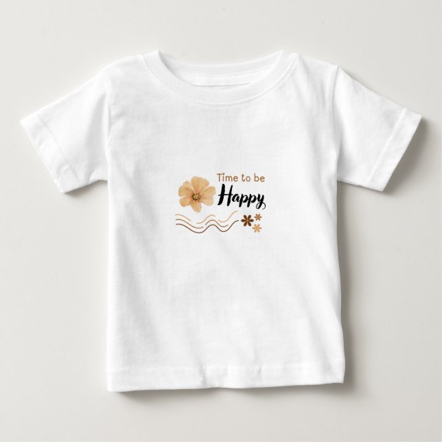 Trevtlig lycklig blommig design t shirt (Framsida)
