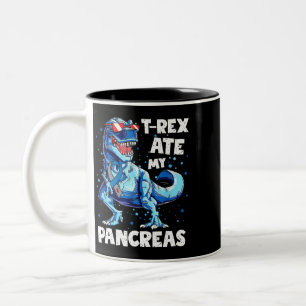 TRex Ate My Pancreas Dinosaur Funny Diabetes Medve Två-Tonad Mugg