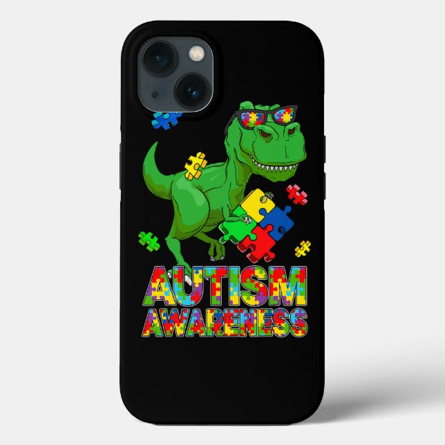 Trex Autism Awareness Month Puzzle Dinosaur Autism (Baksida)