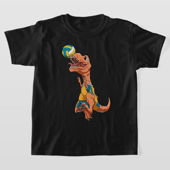 TRex Blocks Volleyball Funny Dinosaur Volleyball T Shirt (Laydown)