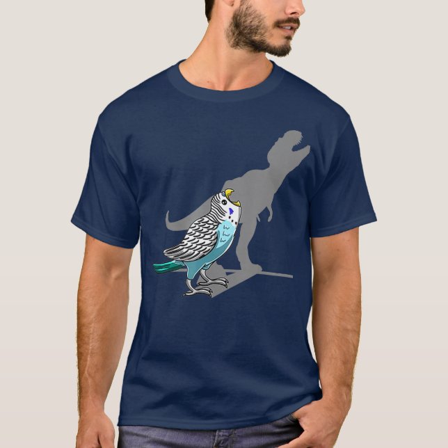 TRex Budgerigar Shadow Budgie Parakeet Pet Bird T Shirt (Framsida)