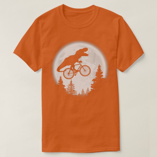 TRex Cycling Måne Bike Dinosaur Riding Bicycle Rol T Shirt (Design framsida)