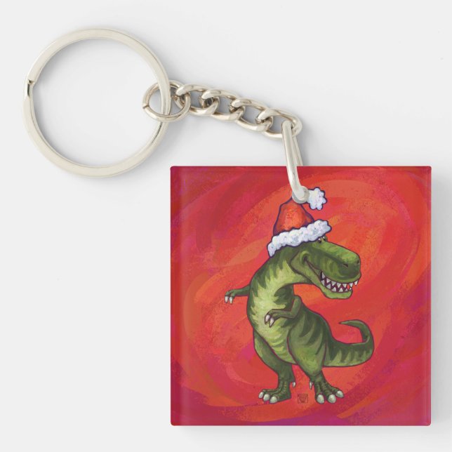 TRex Dino i Santa Hat på Red (Framsidan)