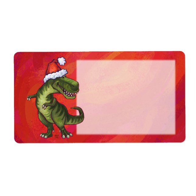 TRex Dino i Santa Hat på Red Fraktsedel (Framsidan)