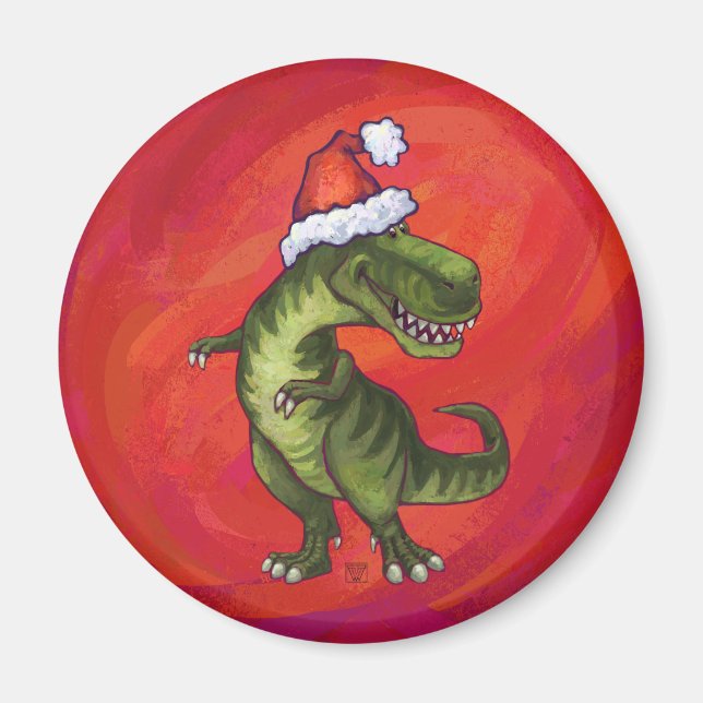 TRex Dino i Santa Hat på Red Magnet (Framsidan)