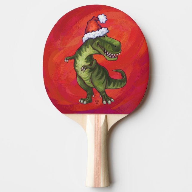 TRex Dino i Santa Hat på Red Pingisracket (Framsidan)