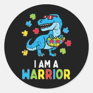 Trex Dino Jag är en kriare Småbarn Boys Autism Med Runt Klistermärke