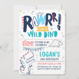 TREX Dinosaur Birthday Call Roar Vild DINO Inbjudningar