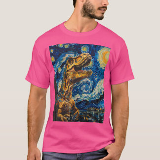 Trex Dinosaur Dino - Van Gogh Stil - Starry Night T Shirt