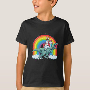 Trex Dinosaur Fransk Bulldog Unicorn Rainbow T Shirt
