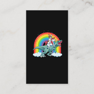 Trex Dinosaur Fransk Bulldog Unicorn Rainbow Visitkort