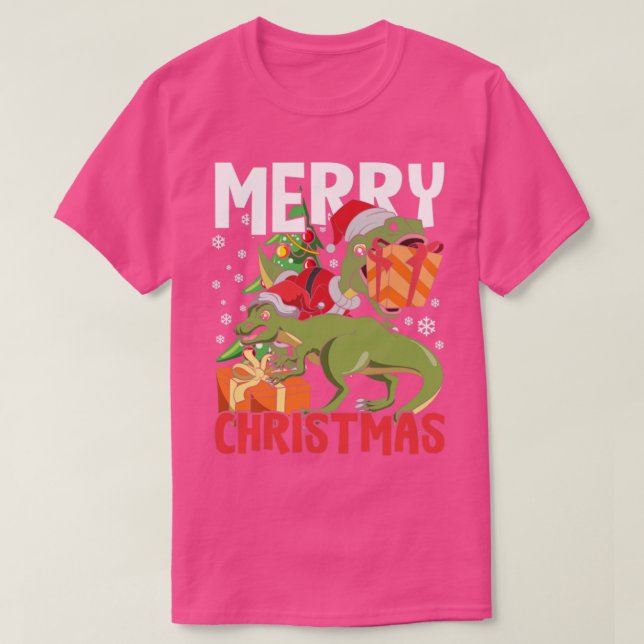 Trex Dinosaur God jul 1 T Shirt (Design framsida)