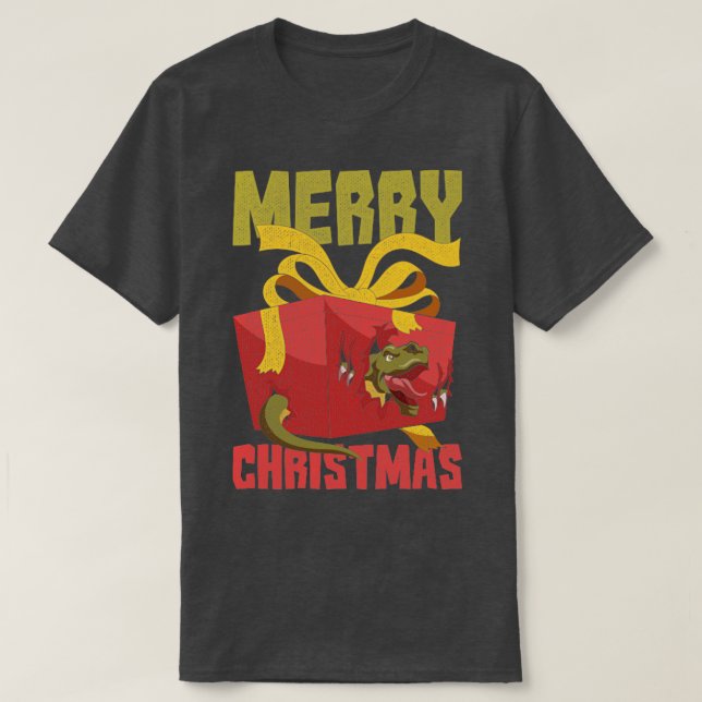 Trex Dinosaur God jul Funny Julafton T Shirt (Design framsida)