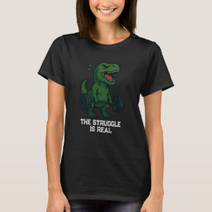 Trex Dinosaur Gym Råtta Dödlyft Kampen är Verklig T Shirt