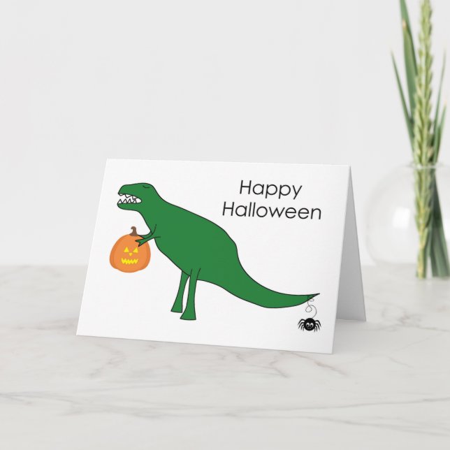 Trex Dinosaur Halloween Kort (Framsida)