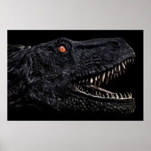 Trex Dinosaur Head Mörk Poster
