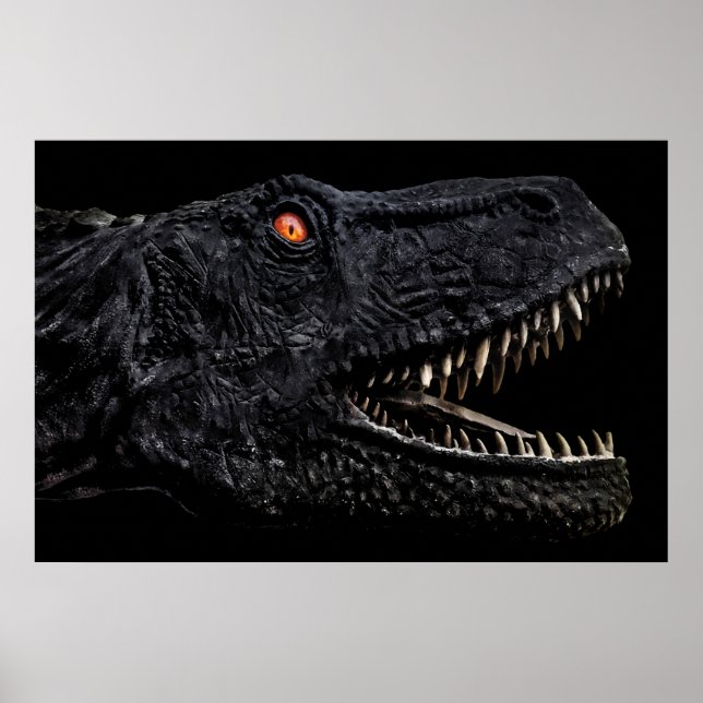 Trex Dinosaur Head Mörk Poster (Framsidan)