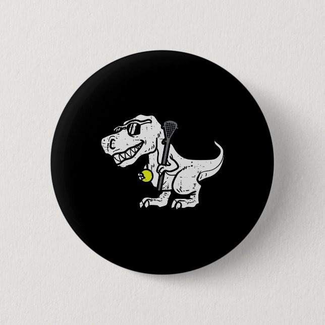 Trex Dinosaur Lacrosse Funny Lax Player Goalie Kid Knapp (Framsida)