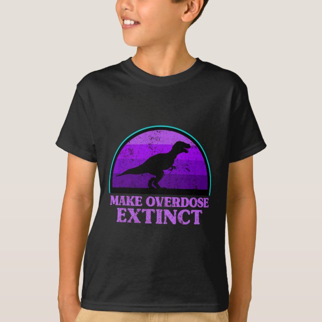 Trex Dinosaur Lila Se till att överdosering Utdöda T Shirt (Framsida)
