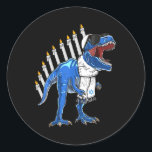 Trex Dinosaur Menorah Hanukkah Chanukah Jewish Boy Runt Klistermärke<br><div class="desc">Trex, Dinosaur, Menorah, Hanukah, Chanukah, judisk, Boys, Kids_1</div>