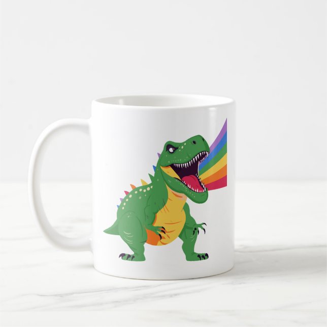 Trex Dinosaur Roarsome Rainbow Kaffemugg (Vänster)