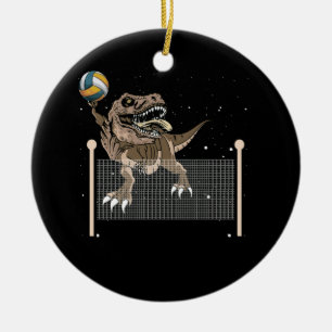 Trex Dinosaur Volleyball Sport Player Julgransprydnad Keramik