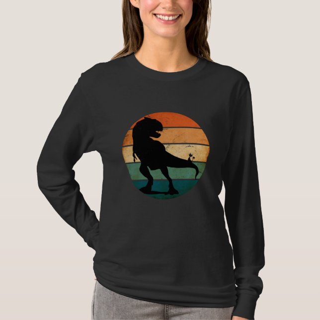 TREX Dinosaur VS House Cat Vintage T Shirt (Framsida)