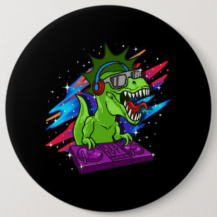 TRex DJ Dinosaur Party Klubb Disk Jockey EDM Music Knapp