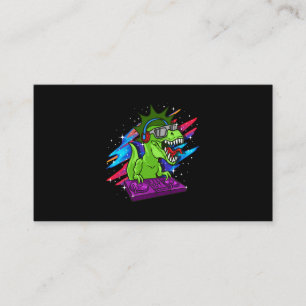 TRex DJ Dinosaur Party Klubb Disk Jockey EDM Music Visitkort