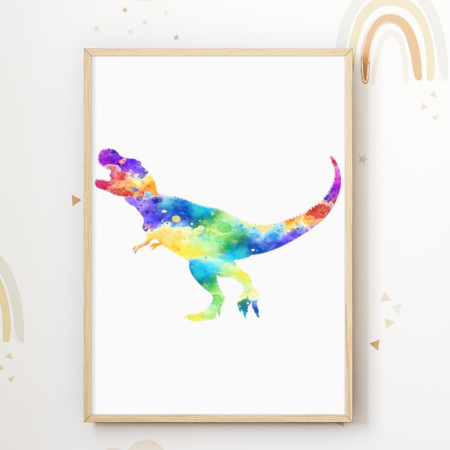 Trex Färgglada Dinosaurie Barnrumsaffisch Poster (Skapare uppladdad)