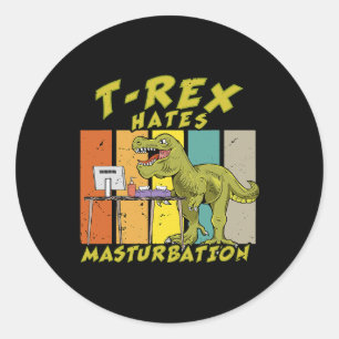 TRex hatar masturbation dinosaur hatar kort arm Runt Klistermärke