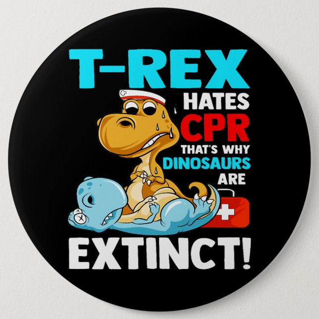 TRex Hates CPR Dinosaur Nurse Funny Nursing Studen Knapp (Framsida)