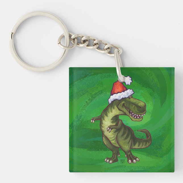 TRex i Santa Hat på Grönt (Framsidan)