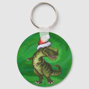 TRex i Santa Hat på Grönt Nyckelring