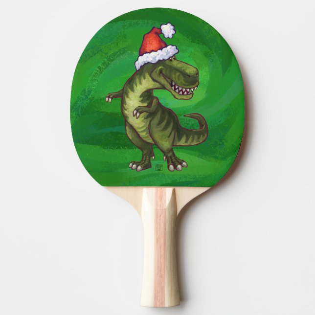 TRex i Santa Hat på Grönt Pingisracket (Framsidan)