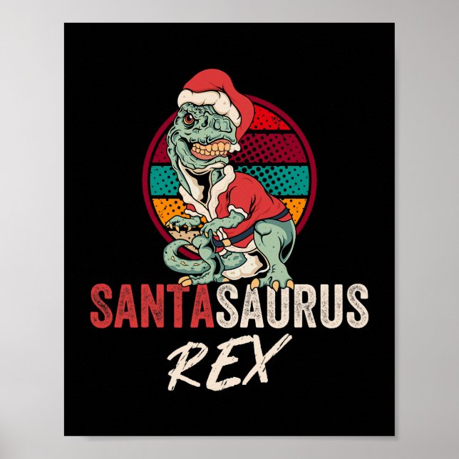Trex jul Shirt Santasaurus Rex Dinosaur Julafton Poster (Framsidan)