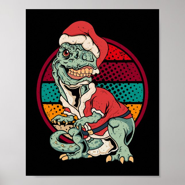 TRex Jultomten Dinosaur-julsaga Merry Xm Poster (Framsidan)