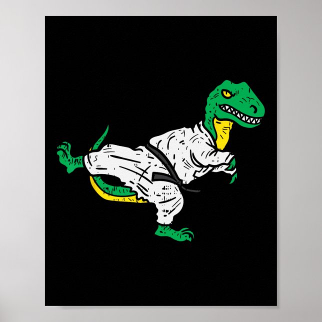 Trex Karate Taekwondo Black Bälte Funny Dinosaur M Poster (Framsidan)