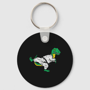 Trex Karate Taekwondo Svart Bälte Rolig Dinosaurie Nyckelring