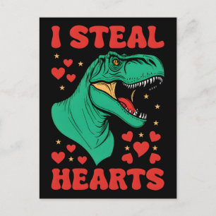 Trex kärlek hjärttjuv dinosaurie alla hjärtans dag helg vykort