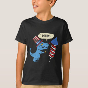 Trex Kort Händer Firecracker Funny Fireworks 4:e a T Shirt