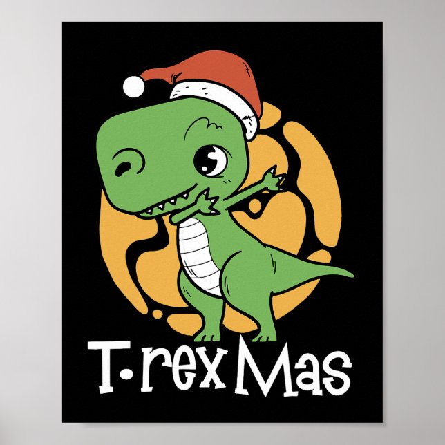 TRex Mas Juldinosaur Poster (Framsidan)