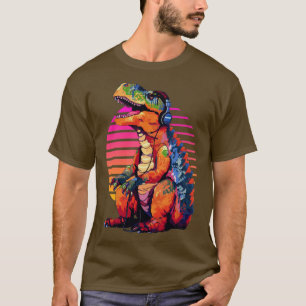 Trex med hörlurar retroart8 t shirt