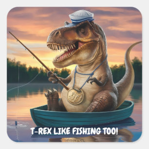 Trex med segelsockel och fiske fyrkantigt klistermärke