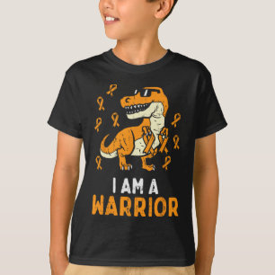 Trex Orange Ribbon Im A Warrior Leukemia Awareness T Shirt