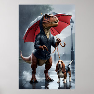Trex-paraplypromenadhund för paraplyer poster