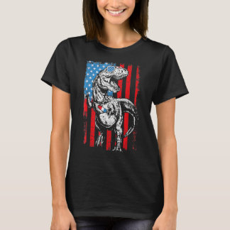 Trex Popsicle USA flagga, 4:e juli Dinosaur T Shirt