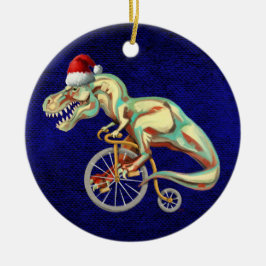 TRex Riding A Bicycle Julgransprydnad Keramik