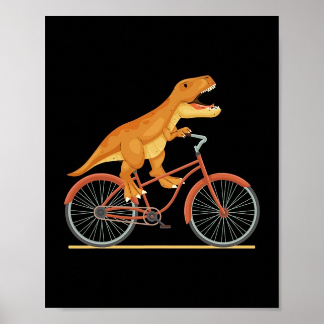 TRex Riding A Bike Funny Trex Dinosaur Bicycle Rid Poster (Framsidan)