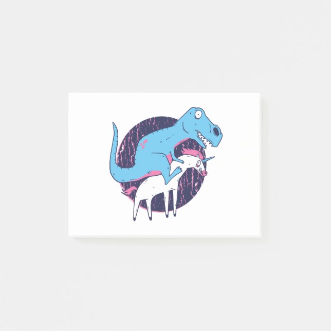 Trex Riding Unicorn Post-it Block (Framsida)